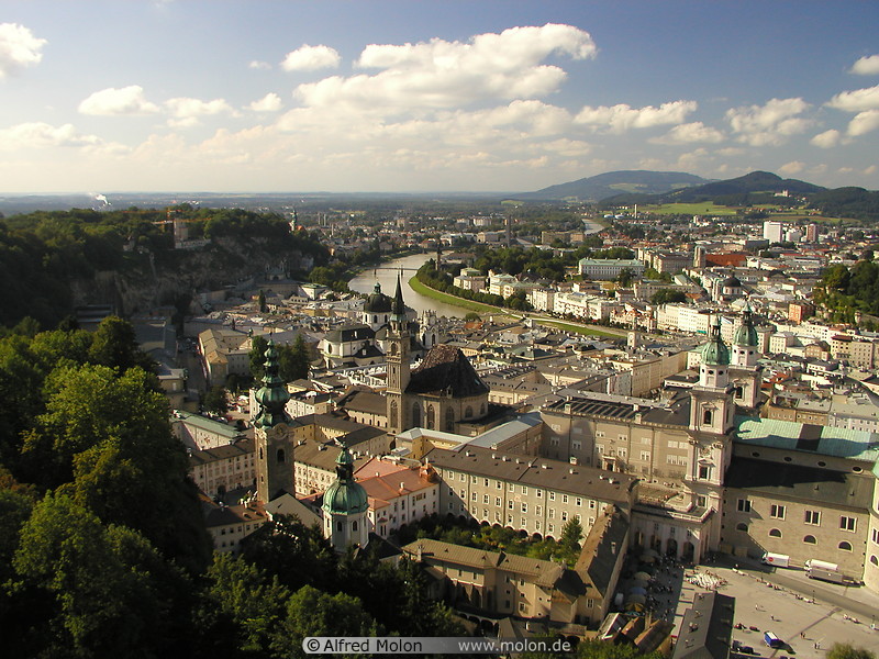 21 View of Salzburg with cathedral and river