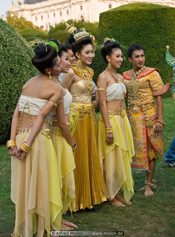 07 Group of Thai dancers relaxing off-stage