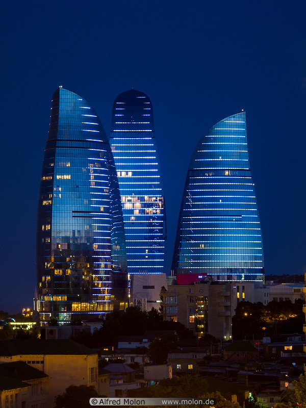 14 Flame towers at night