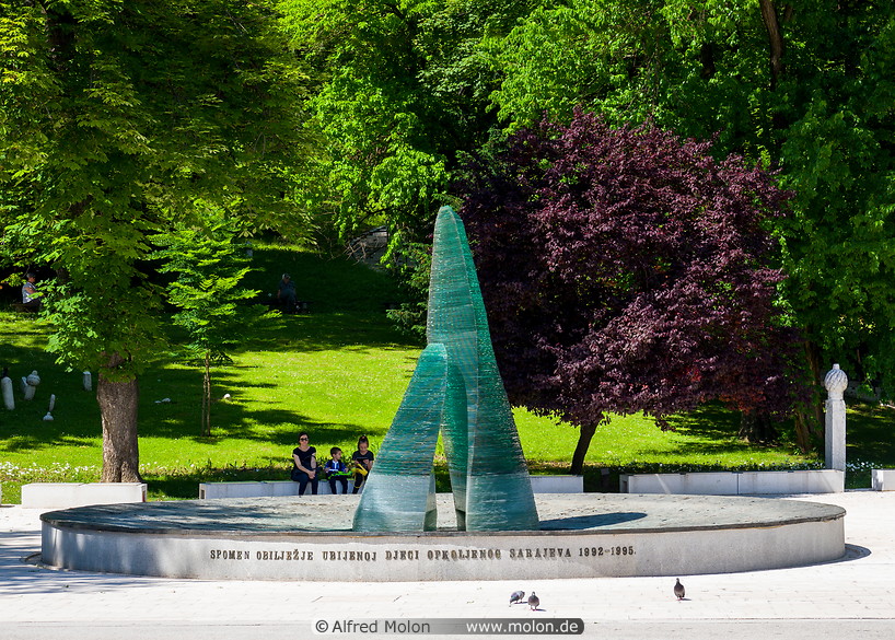 53 Memorial fountain to the 1992-95 Sarajevo siege