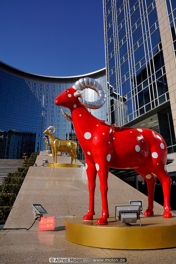 13 Red goat statue
