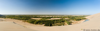 02 Panoramic view of cotton fields bordering desert