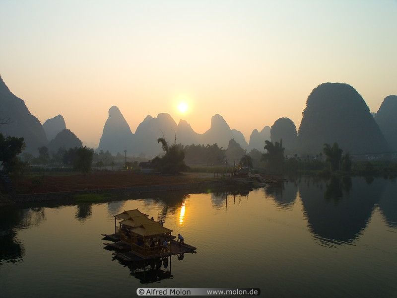 Photo of Sunset. Yulong He river, Guanxi, China