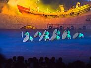16 Female dancers on stage and boat