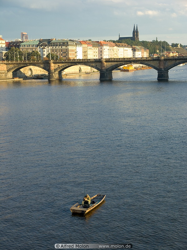 17 Vltava river and fisherman on boat