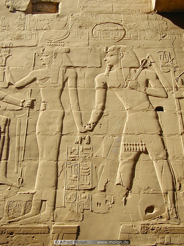 14 Bas-relief with pharaoh and goddess Hathor