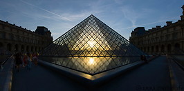 16 Louvre glass pyramid at sunset