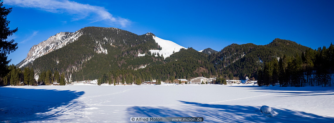 02 Snow covered Spitzingsee lake in winter