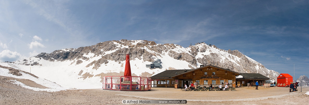 10 Sonnalpin glacier restaurant and Zugspitze massif