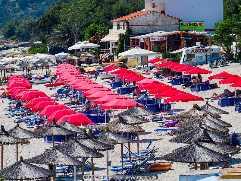 32 Pefkari beach umbrellas