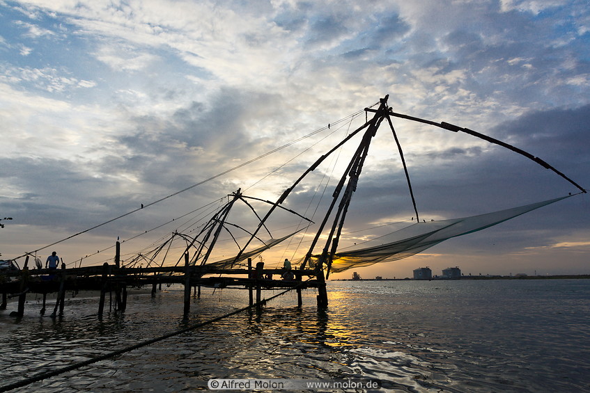 12 Chinese fishing nets at sunset