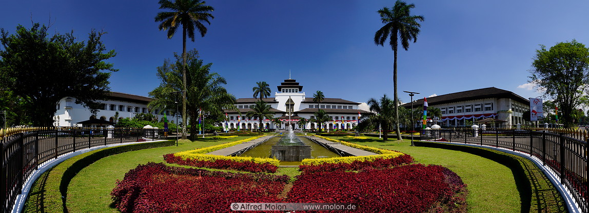13 Gedung Sate building and flowerbeds