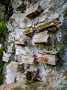 33 Coffins hanging from rock face