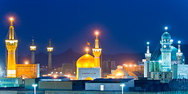 24 Golden dome and minarets at night