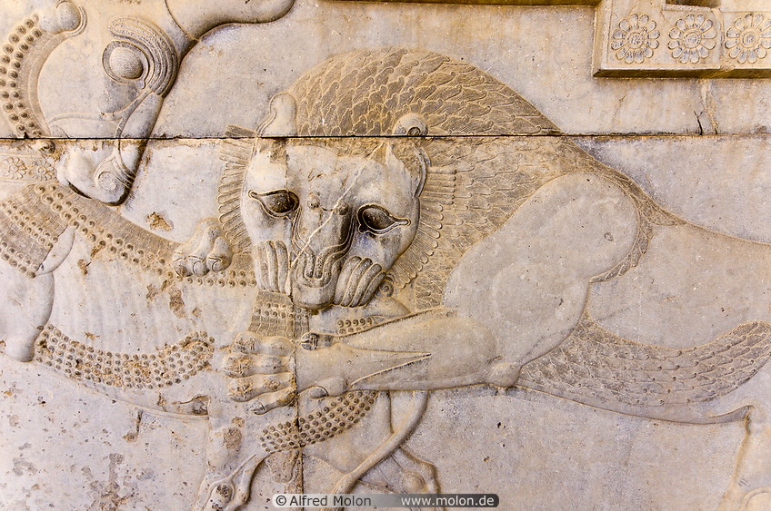 34 Lion and bull bas-relief