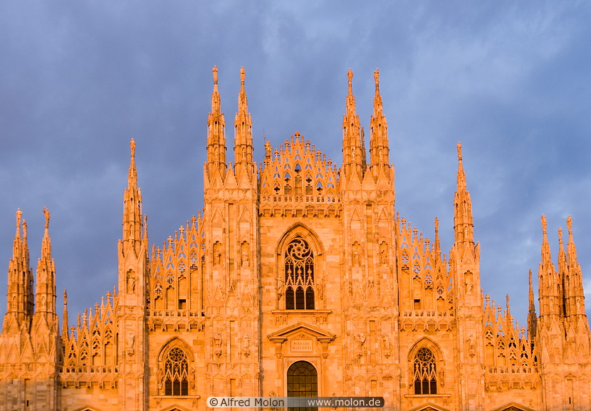 Photo of Front view of cathedral. Milan, Italy