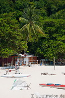 06 Canoes and volleyball net on beach