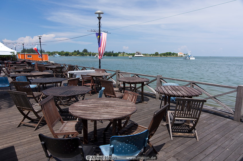 16 Cafe tables on the boardwalk