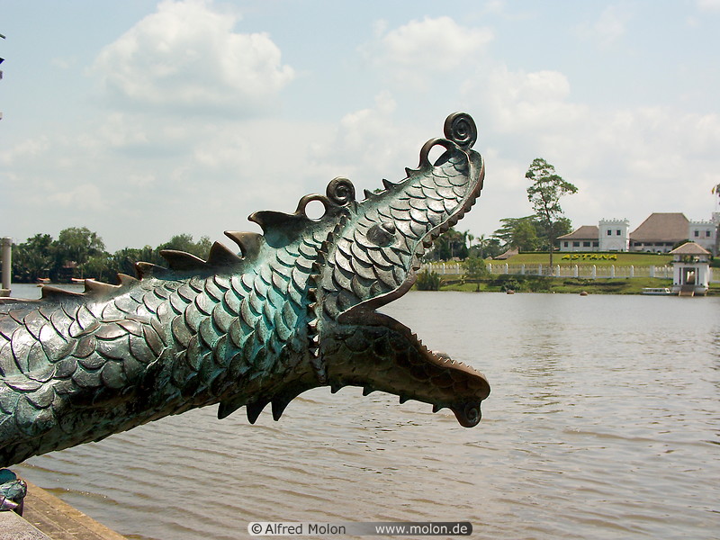 04 Bronze dragon statue on river