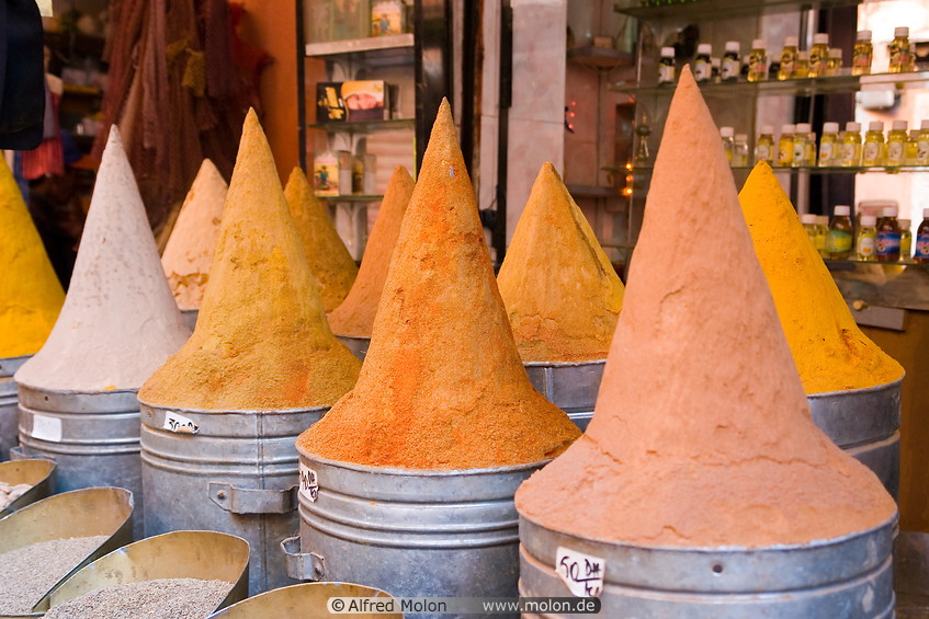 12 Conical spices heaps
