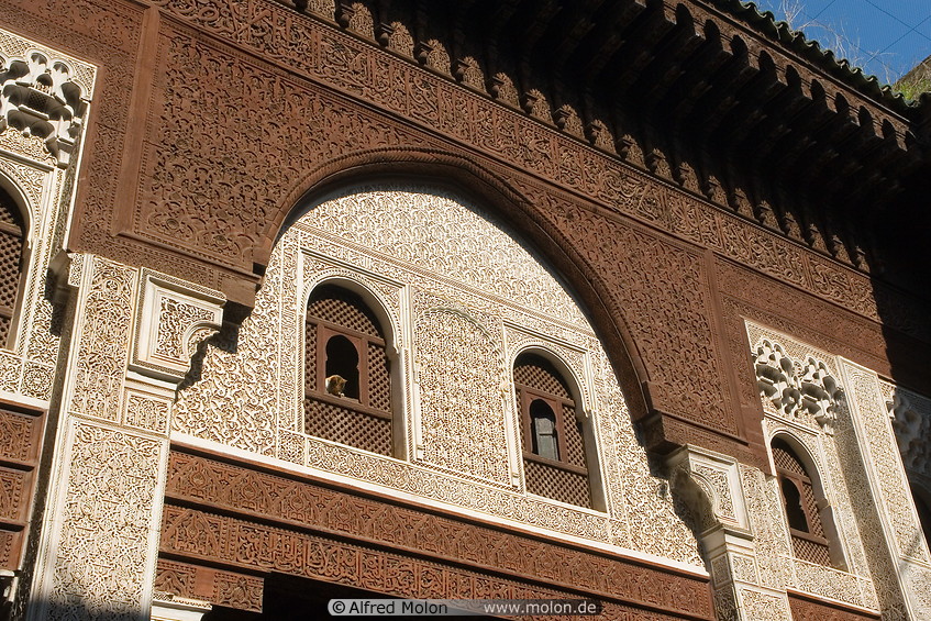 10 Windows and Islamic style wall decorations in Medersa Bou Inania