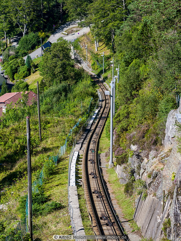 16 Fløibanen funicular railway tracks