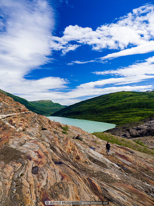 63 Path over the rocks to Svartisvatnet lake