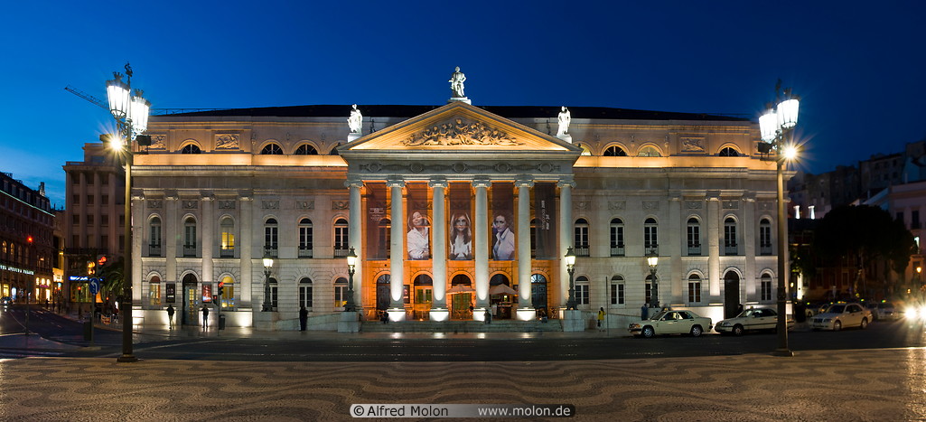 25 Teatro Nacional Maria II theatre at night