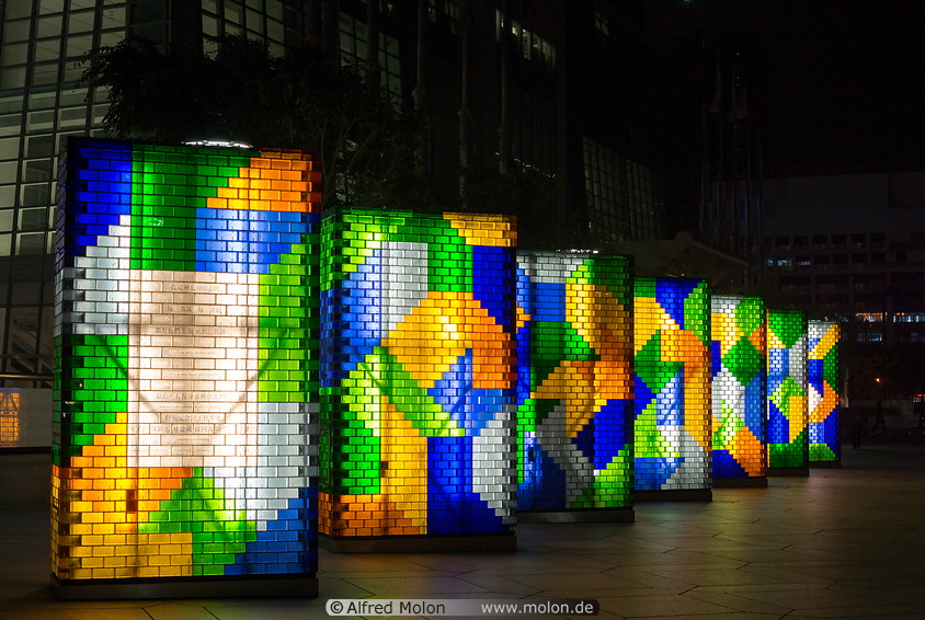 03 Colourful glass monument at night