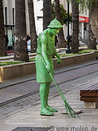 23 Green statue of street cleaner