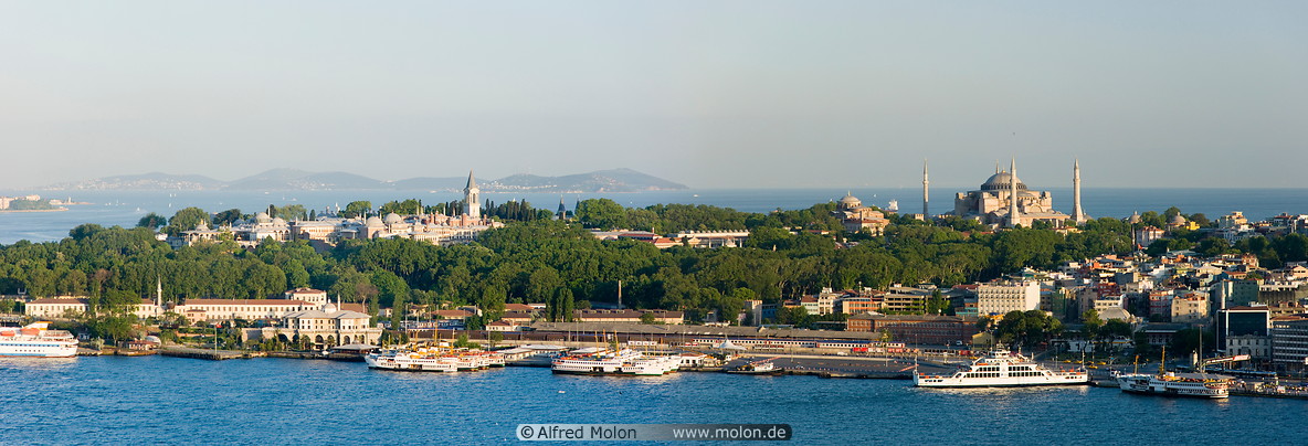 18 Panoramic view of Golden Horn with Hagia Sophia, the Blue mosque and Topkapi palace