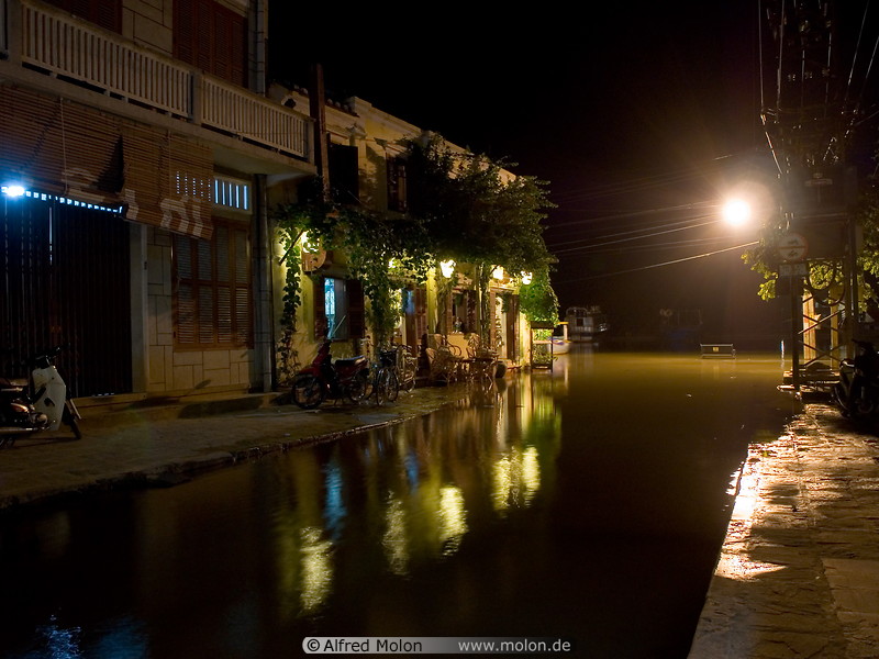 14 Street flooded by river at night